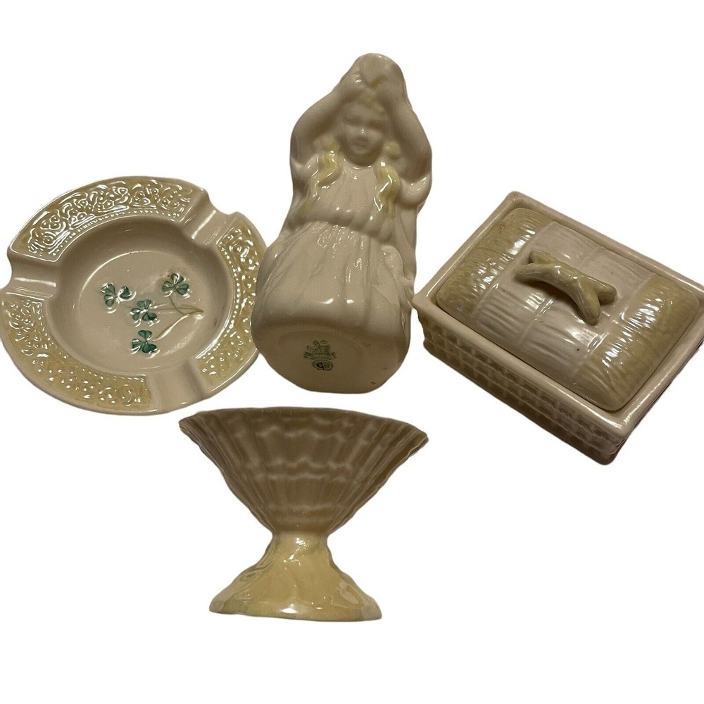 VTG Beleek of Ireland porcelain pieces - lot of 4